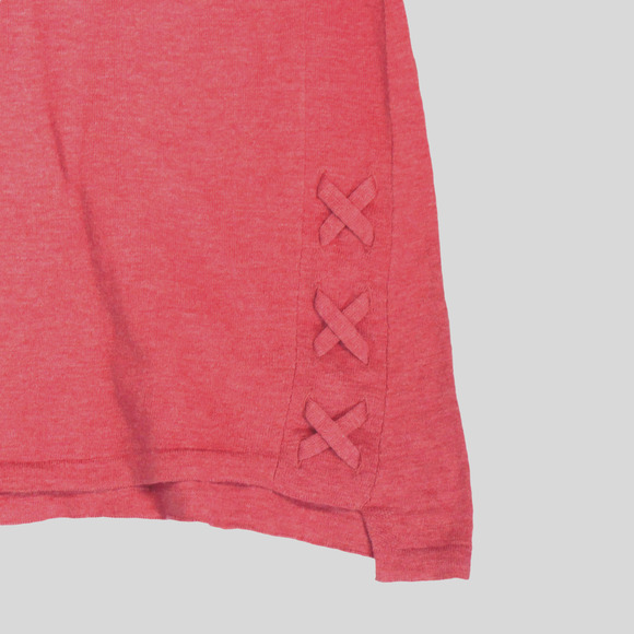 NEW J Jill Tunic Sweater Womens Size PL Petite Large Pink Laced Sides Cotton - Picture 2 of 7